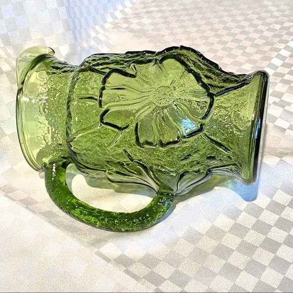 Vintage Olive Anchor Hocking Rainflower Pitcher - Picture 7 of 10